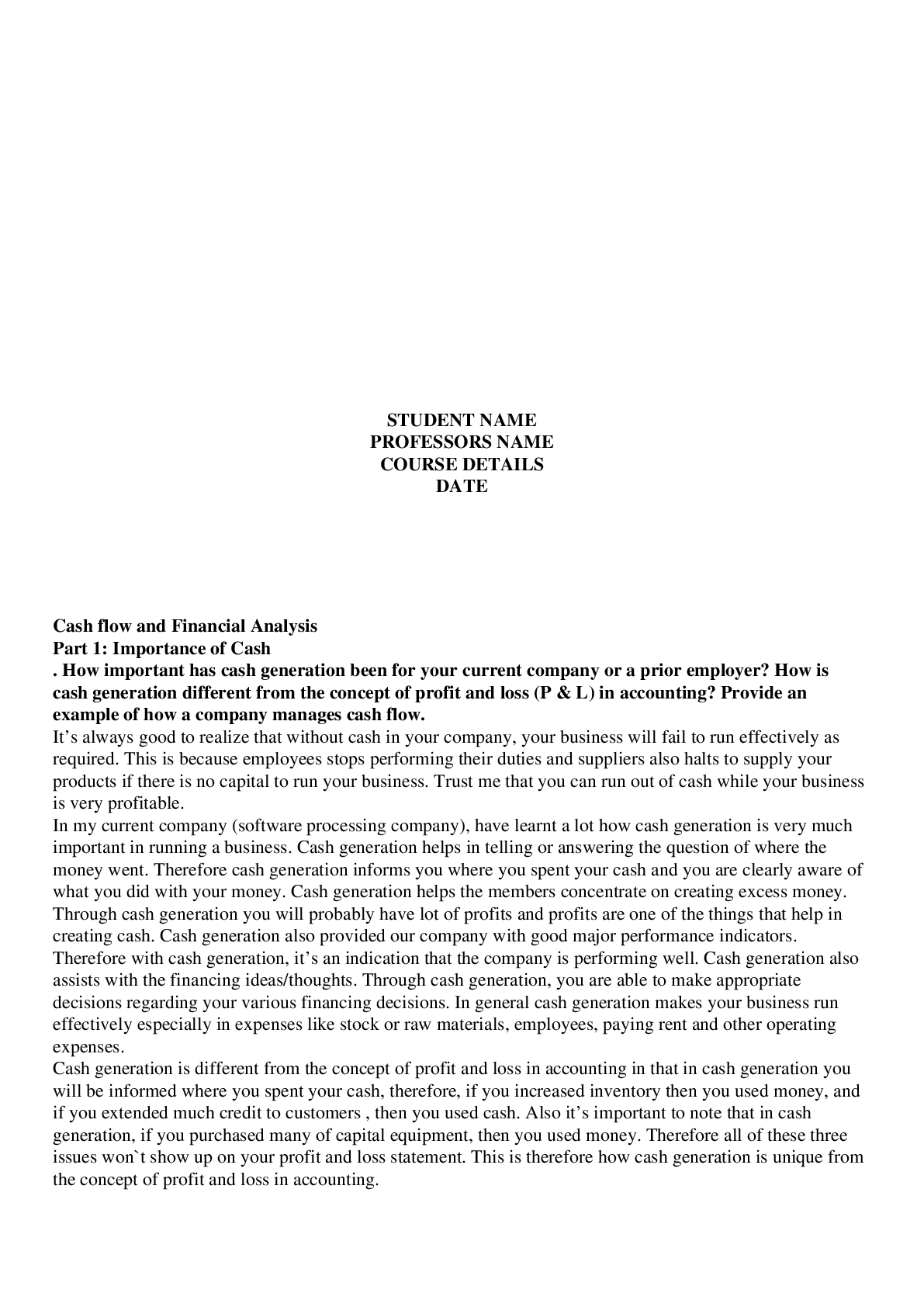 Preview image for Cash Flow and Financial Analysis Part 1 & 2